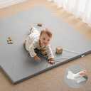 Blissful Diary Vegan Leather Baby Play Mat, 47x47 Thicken Foam Cushioned & Waterproof Playpen Mat for Infants and Toddlers, Stylish and Just Wipe-Clean Playmat for Baby Play on Floor