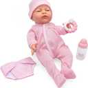 JC Toys 17" Realistic Newborn Baby Doll  Made in Spain, Soft Vinyl Body with Accessories, Dressed in Pink