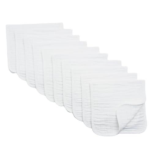 Synrroe Burp Cloths Large, Muslin Burp Cloths for Baby Girls and Boys, Pack of 12 Extra Absorbent and Soft Muslin Bibs (White 12 Pack)