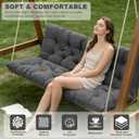 Porch Swing Cushions,Outdoor Cushions 3 Seater Replacement with Backrest, Waterproof Thickened Bench Cushion with Ties for Porch, Patio,Outdoor, Backyard and Garden(Dark Gray 60 * 40 in), 60x 40 inches