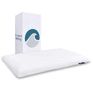 Bluewave Bedding Ultra Slim Gel Memory Foam Pillow for Stomach and Back Sleepers - Thin, Flat Design for Cervical Neck Alignment and Deeper Sleep (2.75-Inches Height, Standard Size)