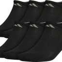 Adidas Men's Athletic Cushioned 6-Pack No Show, Socks for Men (Black/Aluminum 2)