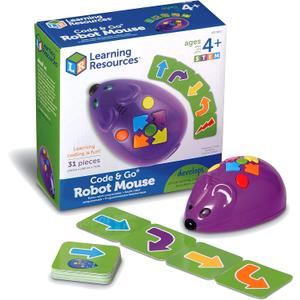 Learning Resources Code & Go Robot Mouse - 31 Pieces, Ages 4+, Coding STEM Toys, Screen-Free Coding Toys for Kids