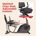 Sunny Health & Fitness Smart Recumbent Bike w/Wide Cushioned Seat & Back, Indoor Cycling Machine for Adult/Seniors Home Exercise, Free SunnyFit App Connection