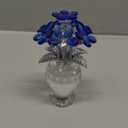 Crystal Flower Figurine Faceted Glass Blue Forget Me Not Statue Paperweight Gift for Her Collectible Ornament Desk Home Decor