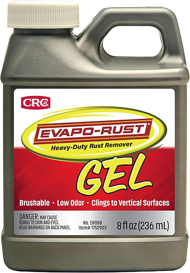 CRC Evapo-Rust Gel Rust Remover, 8 Fl Oz, Rust Remover for Vertical Surfaces, Eliminates Oxides from Aluminum, Cast Iron, and Steel