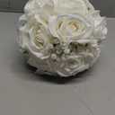 Wedding Bridesmaid Bouquets, Artificial Silk Flowers Arrangement for Ceremony Marriage Proposal Party Anniversary Decorations - White