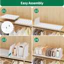 SPACEKEEPER Shelf Divider for Closet, Adjustable Purse Organizers Handbag Separators Storage Organizer Bookshelf Separator Dividers in Bedroom Office Kitchen Bathroom, White