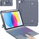Nillkin iPad A16 (11th Gen) / 10th Gen Case with Detachable Keyboard, Magic Trackpad, 7-Color Backlit, Portrait/Landscape Modes, Rugged Keyboard Case for iPad 11th / 10th Generation (2025/2022), Gray