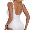 SUUKSESS Women Sexy Mesh Tummy Control One Piece Swimsuit Push Up Bathing Suit (White, XL)