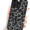 Fiyart Designed for iPhone 16 Pro Case Matte Cheetah Print Design Compatible with MagSafe Wireless Charging,Cute Leopard Print Anti-Scratch Translucent Phone Cover for Women Girls Men 6.3"-Black