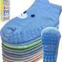 Simply Kids Baby Non-Slip Ankle Socks (9 Pairs)  Superior Grip, Soft Cotton, for Active Toddler Girls & Boys (Ages 0-7) (1-3T, Pastel Animal - 5 Pairs)