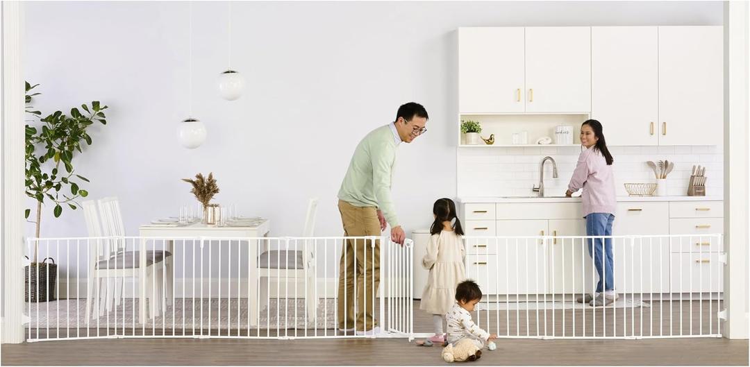 Regalo Safety 192" Super Wide Baby Gate & Play Yard, 2-in-1 Convertible Extra Wide Safety Barrier, Hardware Mounted for Toddlers & Pets, Tested & Safe for 30 Years, American Designed & Owned, White