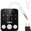 1Mii Bluetooth 5.3 Transmitter Receiver 2-in-1, aptX Adaptive & Low Latency Wireless Audio Adapter for Airplane, Dual Link 2 Devices, 25H Playtime, 3.5mm AUX for TV/Car/Home Stereo/Gym -White