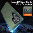 Meifigno Magic Mag Series for Samsung Galaxy S24 Ultra Case 6.8", [ MagSafe-Compatible & MIL-Grade Protection ][Translucent Matte Back & Textured Sides ], Magnetic for Galaxy S24 Ultra Case,Green