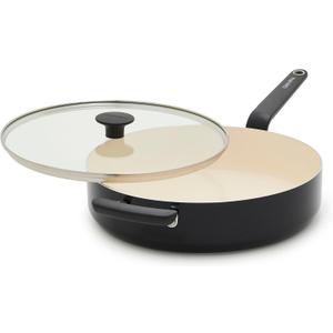 GreenPan Rio Advanced 5QT Sauté Pan With Tempered Glass Lid, 5QT Ceramic Nonstick pan with Helper Handle, PFAS-Free, Induction Ready, Dishwasher and Oven Safe, Black