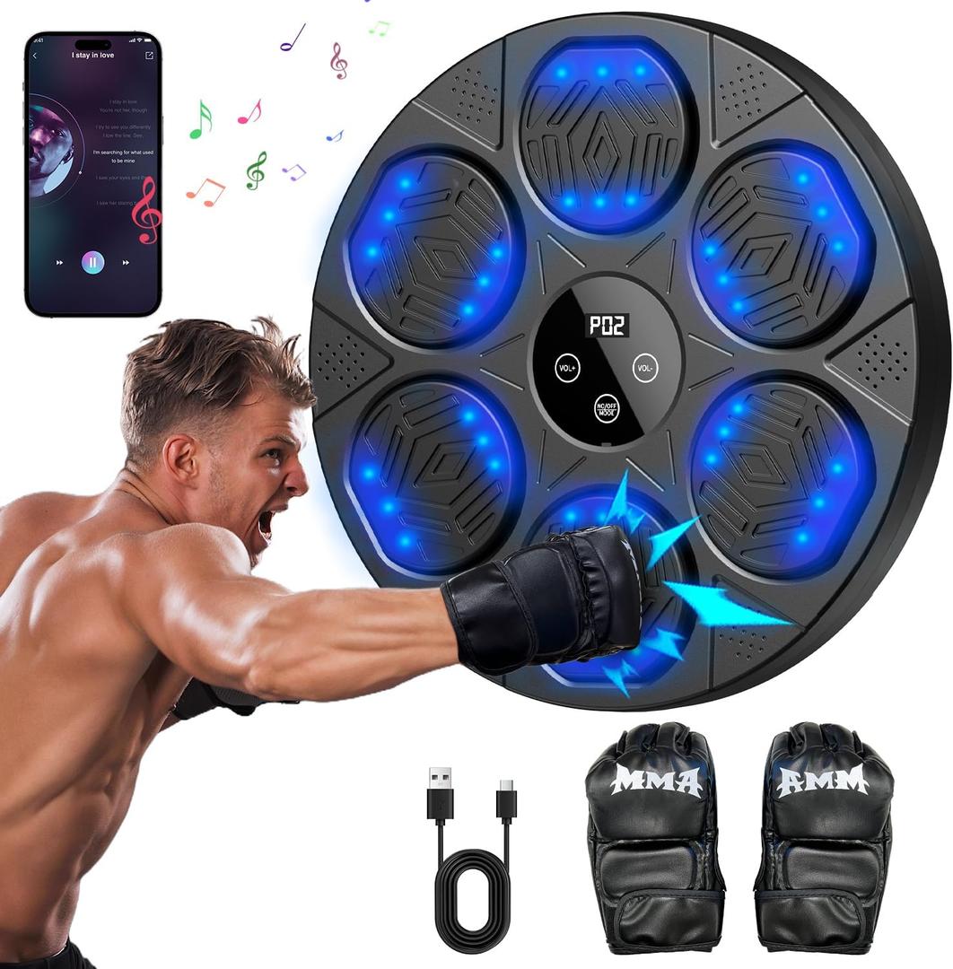 Music Boxing Machine for Adults, Wall Mounted Smart Bluetooth Musical Boxing Machine, Boxing Target Workout Equipment with Boxing Gloves, for Home, Gym, Office Music Boxing Machine for Adults, Wall Mounted Smart Bluetooth Musical Boxing Machine, Boxing Target Workout Equipment with Boxing Gloves, for Home, Gym, Office
