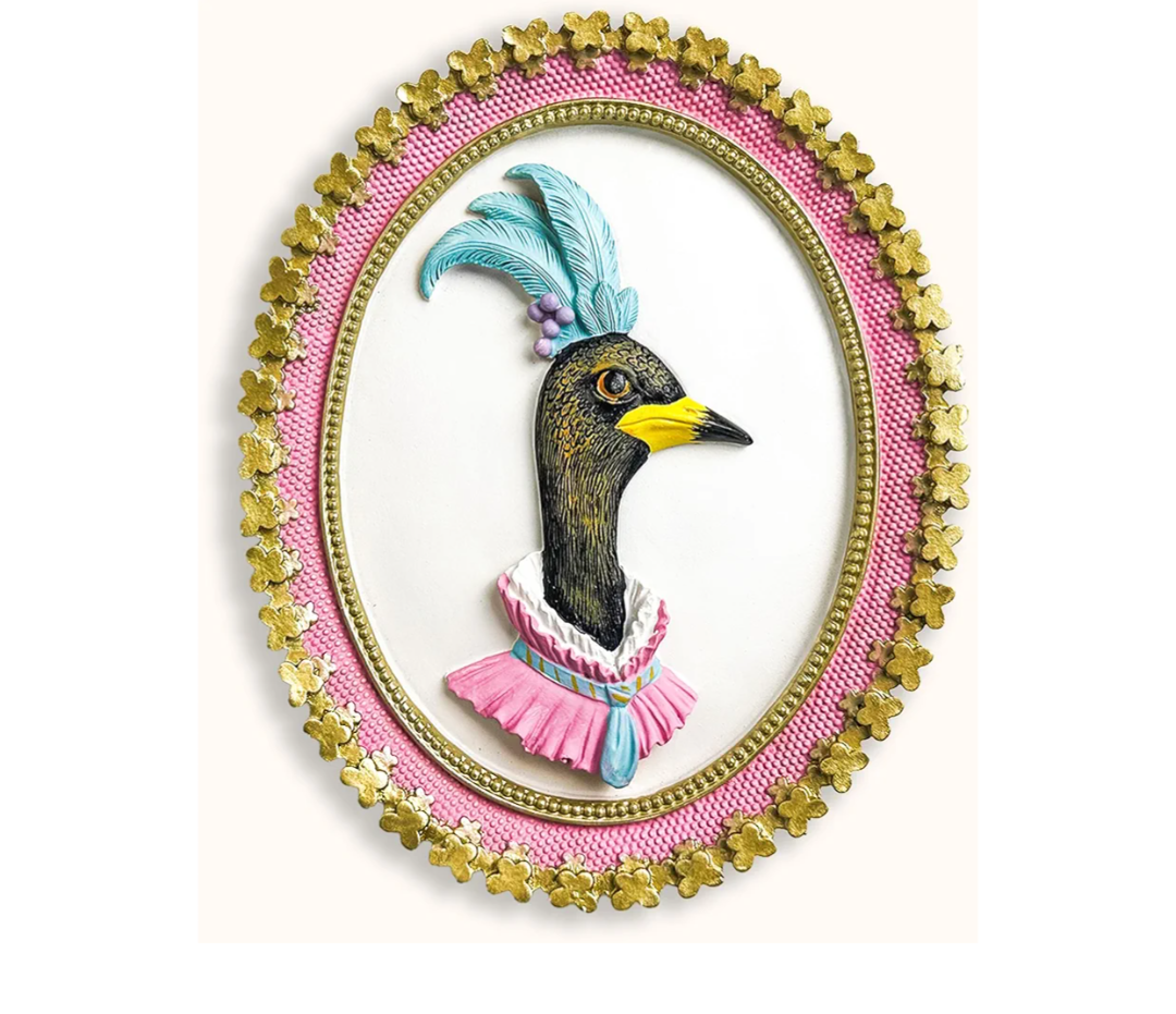 97 Decor Vintage Goose Decor For Home Kitchen - Pink Ovall Wall Art, Handcrafted Wall Sculptures For Living Room Decorations, Unique Walls Pediments For Girls Bedroom, Nursery