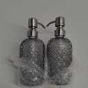Bathroom & Kitchen Glass Hand and Dish Soap Dispenser with 304 Rustproof Stainless Steel Pump (Grey-2pack) (Gray)