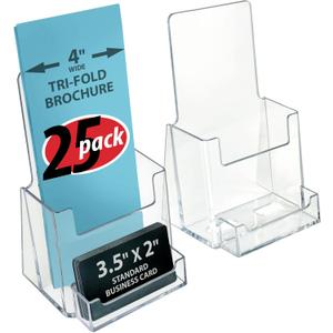 Azar Displays 252922-25PK Counter Trifold Brochure Holder with Business Card Pocket, 25-Pack