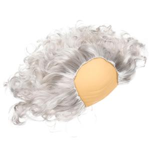 Wig Theatrical Cosplay Costumes Bald Cap Halloween Balding Old Men Bald Caps Bangs Halloween Man x Grandpa Adults Funny Shaggy Cosplay Costume Accessory Glueless White Pet Hair