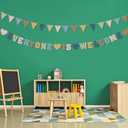 2 x Everyone is Welcome Banner, First Day of School Large Classroom Pennant Banner Colorful Flag Welcome Back to School Hanging Ornaments Classroom Decoration Supplies (Morandi)