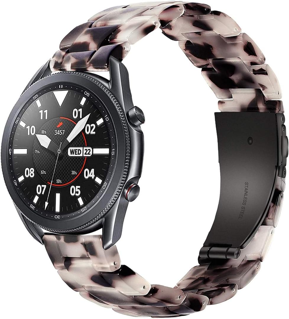 Wongeto Band for Samsung Galaxy Watch 3 Band 41mm,20mm Resin Replacement Wristband with Metal Buckle for Samsung Galaxy Active 2 Watch Band 40mm 44mm for Women Men (Flower Grey for 41mm)