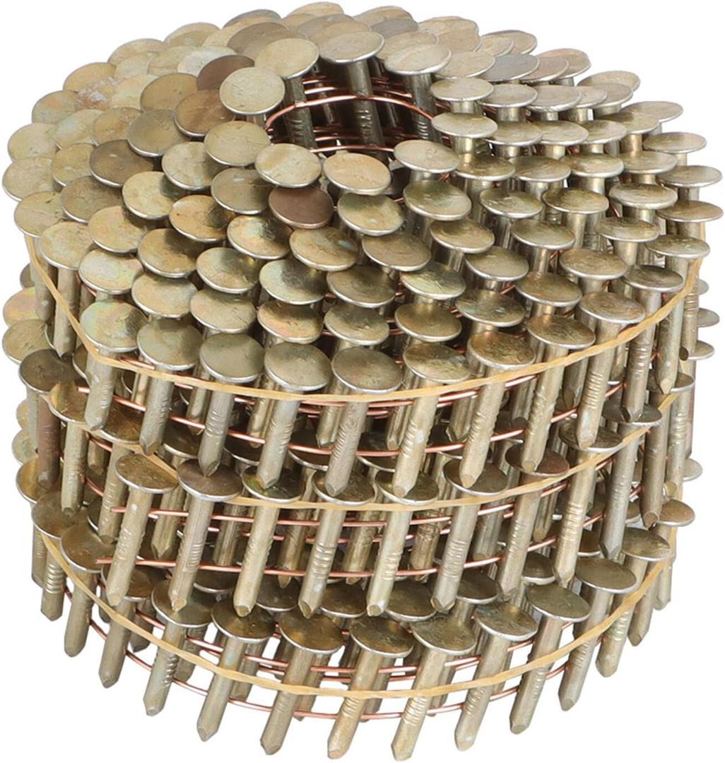 findmall 7200 Count Coil Roofing Nails 7/8-Inch x .120-Inch 15-Degree Round Head Wire Weld Collated Smooth Shank Electro Galvanized Coil Roofing Nails for Roofs Lathing and Sheathing Materials