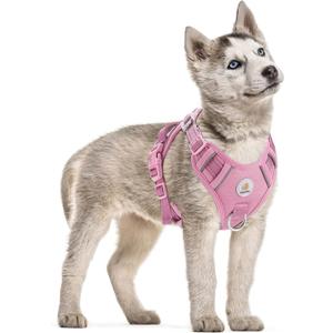 Dog Harness Small Sized Dog, No Pull Pet Harness with 2 Metal Rings and Control Handle, Adjustable Soft Dog Vest with Reflective Strips, Easy Walking and Training for Small Dogs, Pink, S