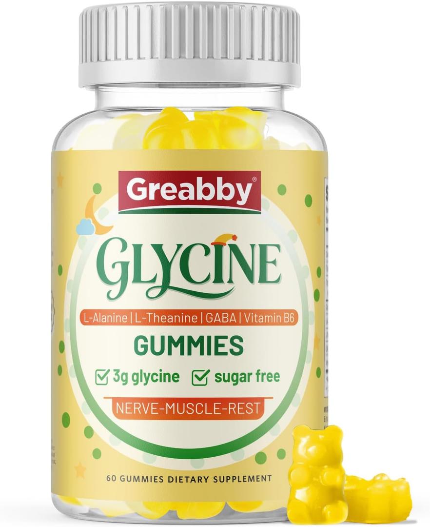 Glycine 3g Gummies, with Alanine 1000 mg for Sleep Muscle Relaxation, L Theanine, GABA, Vitamin B6, Glycine Supplements for Adults Sleep, Sugar Free Pineapple Flavor, 60 Gummies BBD:  Apr 15 2028