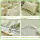 4pcs Duvet Cover Set Queen Size-100% Luxury Cotton Ultra Soft Ruffle bedding set includ 1 Duvet Cover with Zipper Ties,1 Fitted Sheet with Bed Skirt, 2 lace Pillow Shams for all season (light green)