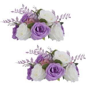 NUPTIO Flower Balls for Centerpieces Wedding: 2 Pcs 9.4 inch Diameter Light Purple & White Artificial Flower Ball Arrangement Bouquet Centerpiece for Tables - Fake Rose Flowers for Wedding Decor