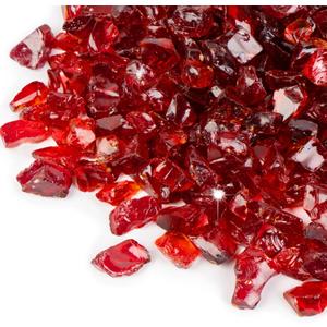 GASPRO 10 lbs Fire Glass for Propane Fire Pit, 1/2-Inch Glass Rocks for Fire Pit Table Fireplace, Red