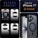 MOZOTER for iPhone 17 Case with Kickstand,[Compatible with MagSafe] [12FT Military Grade Protection] Slim Translucent Matte Shockproof Phone Case,6.3",Black