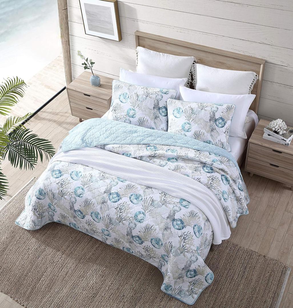 Tommy Bahama - King Quilt Set, Reversible Cotton Bedding with Matching Shams, Super Soft Bedding Set