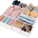 Criusia Drawer Organizer Clothes, 8 Pack Underwear Drawer Organizer, Foldable Closet Organizers and Storage Dresser Drawer Dividers for Clothes, Socks, Scarves, Ties (White)