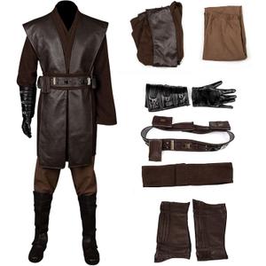 CosFantasy Mens Tunic Costume Knight Tunic Uniform Full Sets Halloween Cosplay Outfit (Medium, Brown)