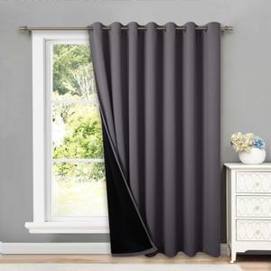 NICETOWN Total Shade Patio Door Curtain, Heavy-Duty Full Light Shading Sliding Door Drape Room Divider Curtain, Vertical Blind for Window1 Panel, 100 inches Wide x 95 inches Long, Gray (Grey)