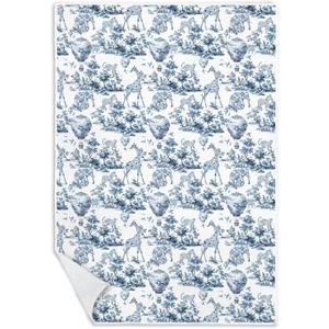 Chinoiserie Wildlife Botanical Kitchen Towels, Gifts for Animal Lovers Dish Tea Towels for Kitchen Decor, Blue and White French Country Hand Towel for Bathroom Decor, 16x24 Inch (Color-01)