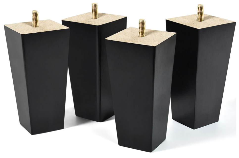 AORYVIC 6 inch Furniture Legs Black Couch Legs Set of 4 Ottoman Replacement Sofa Legs for Sectional, Dresser, Recliner, Nightstand (6 inch (4pcs))