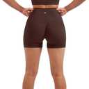 SUUKSESS Women Seamless 2 Piece Workout Sets Criss Cross Sports Bra High Waist Booty Shorts (Brown, L)