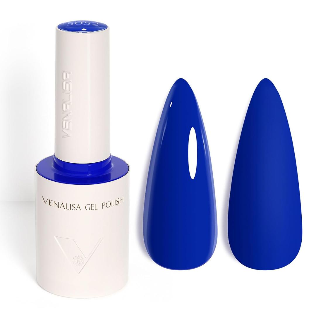 4 x VENALISA Royal Blue Gel Nail Polish, 1 Pcs Navy Dark Blue Gel Polish Electric Bright Neon Color High Gloss Soak Off U V Nail Manicure Salon and DIY at Home Gifts for Women