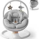 Baby Swings for Infants, FasonBaby Electric Baby Swing with Music Speaker, 5 Speeds, Remote Control and Bluetooth - Portable Infant Swing for Indoor and Outdoor (Gray)
