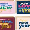 easykart labels 20 Happy New Year Cards Boxed Set with Envelopes and Gold Seal Stickers - 6.75" x 4.5" Assorted New Years Greeting Card Set 2024 with Messages Inside