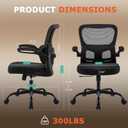 AreShark Office Chair Ergonomic Desk Chairs with Adjustable Lumbar Support, High Back Breathable Mesh Chair with Wheels& Flip-up Armrests,Rolling Swivel Comfy Task Computer Chair for Home Work Gaming