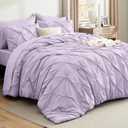 Bedsure Full Comforter Set Light Purple - Bed in a Bag Full Size Bedding Set 7 PCS, GentleSoft Pintuck Bed Set Gift for Family, All Season Down Alternative Comforter with Sheets, Pillowcases & Shams