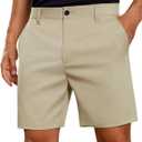 Future Flow Men's Golf Shorts 7 Inch Quick Dry Elastic Waist with Zipper Pockets Casual Dress Shorts for Men Work (30, Khaki)