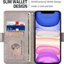 Compatible with iPhone 13 Pro 6.1 inch Wallet Case and Tempered Glass Screen Protector Card Holder Stand Magnetic Leather Phone Cover for iPhone13Pro 5G i i-Phone i13 iPhone13 13Pro Women Men Grey