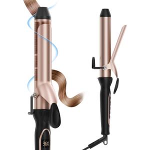 Curling Iron for Salon & Home, 1.25 Inch Instant Heat Curling Wand for Long Hair, Clipped Large Barrel(7.3 in), Professional 1 1/4 (32mm) in Hair Curlers up to 446°F, Dual Voltage Travel Waving Tool
