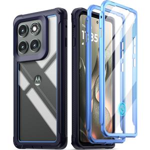 Poetic Guardian Case for Motorola Moto Edge 2025 [Not for 2024 Version], [20FT Mil-Grade Drop Tested], Full Body Hybrid Shockproof Bumper Cover with Built-in Screen Protector, Blue/Clear